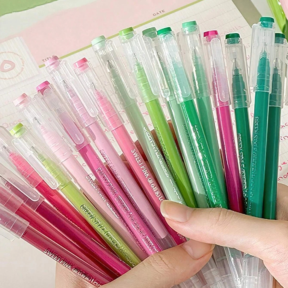 Languo Gel Pen Large Capacity Handbook Pens 6/9Pcs 0.6mm Student Art Diy Doodling Drawing Markers Office Kawaii Art Stationery