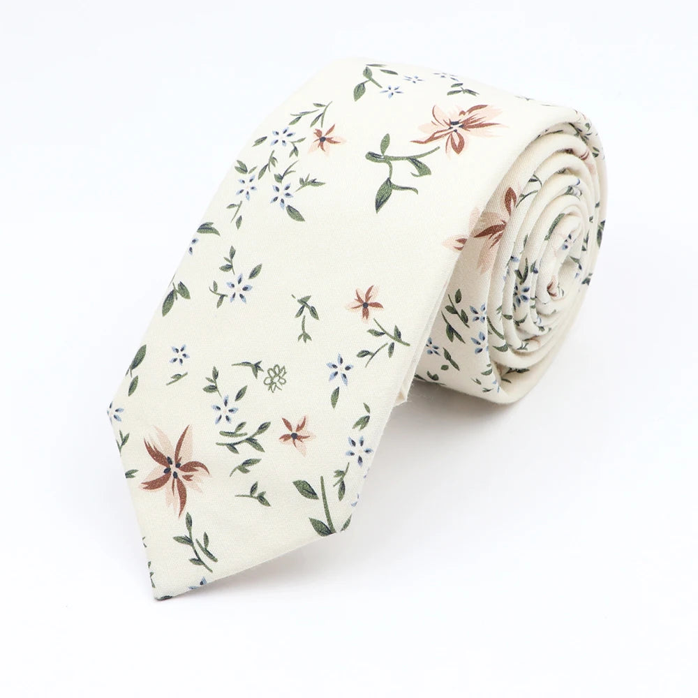New Floral Elegant Tie For Men Women 100% Cotton Beautiful Flower Paisley Necktie Narrow Skinny Cravat Wedding Casual Corbatas