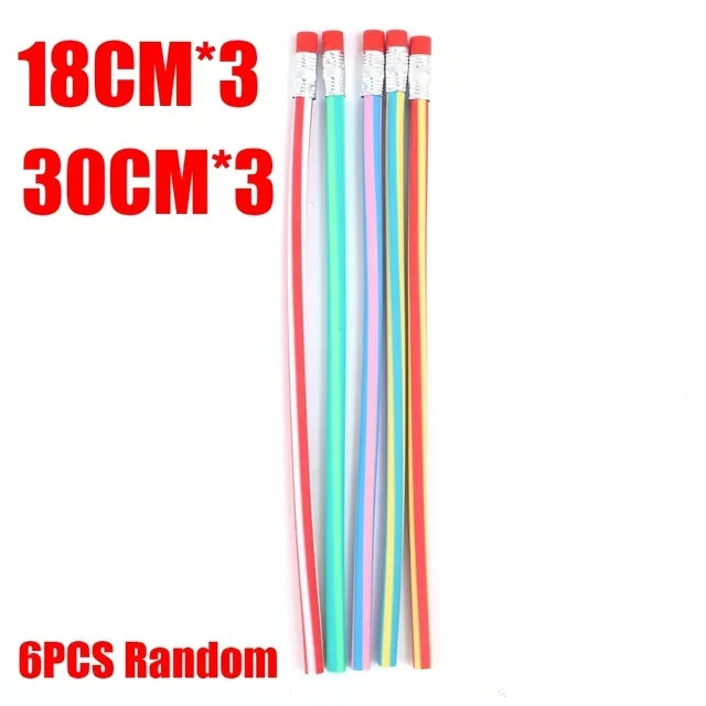 6/1Pcs Magic Bendy Flexible Soft Pencil with Eraser Colorful Creative Novelty Bend Pencils for Kids Student Gift School Supplies