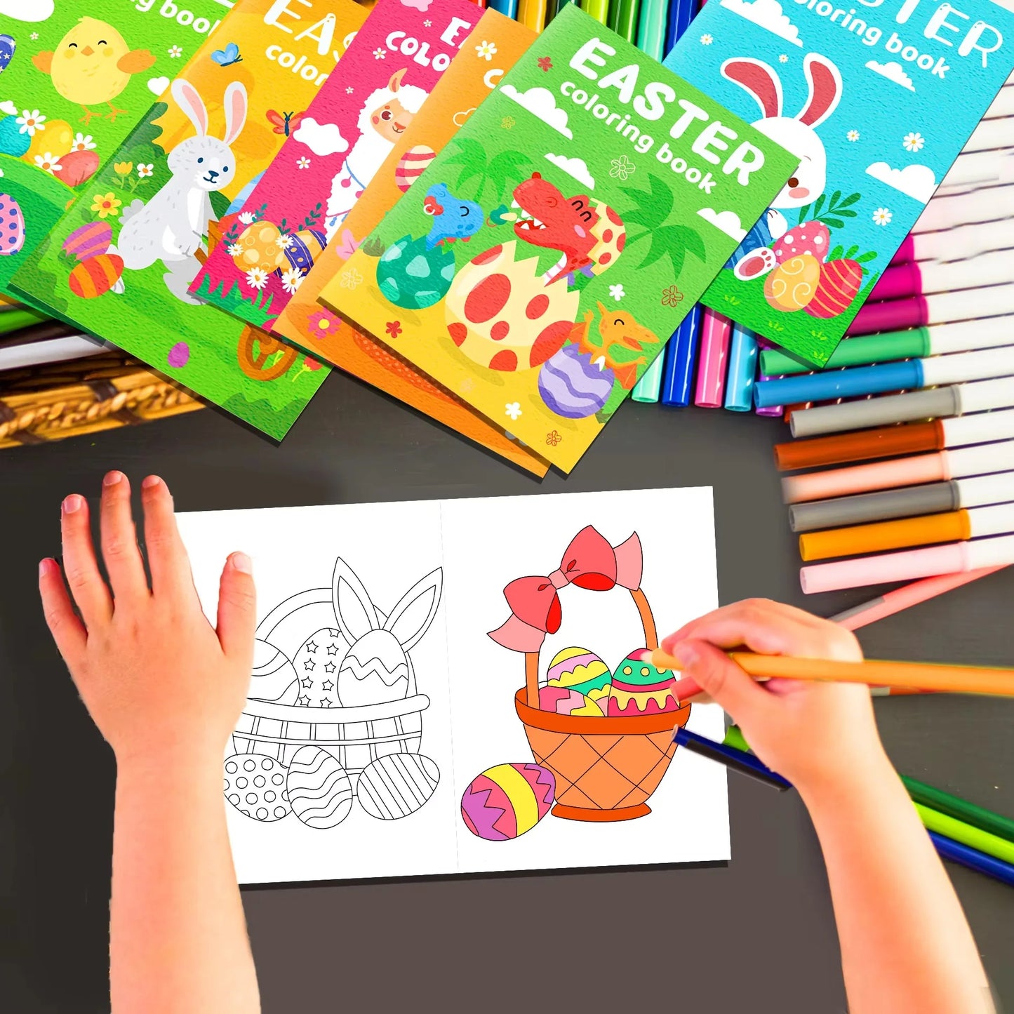 12pcs Easter Graffiti, Drawing Painting Books, Kids Gifts,Egg Bunny Rabbit Pattern,DIY Coloring Book,Birthday Party Gifts