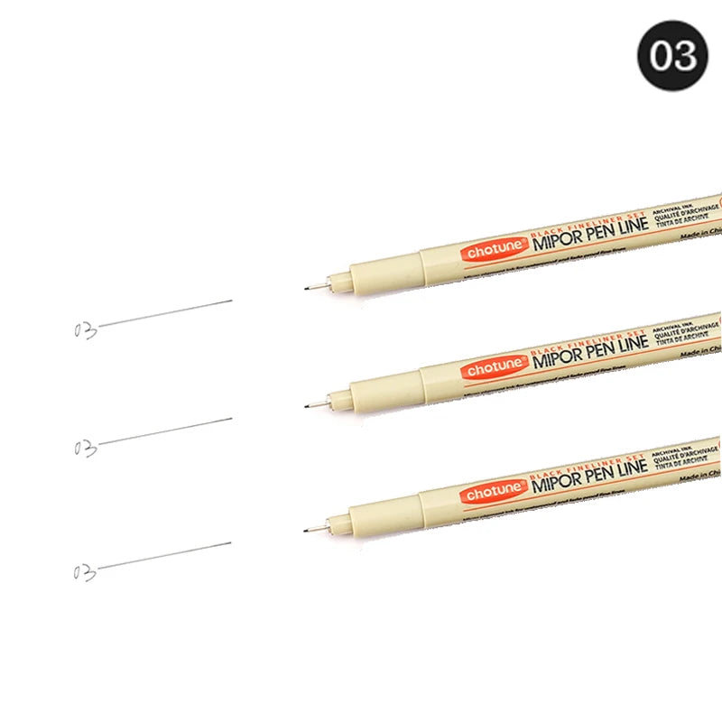 12 Tip Pigment Liner Micron Ink Marker Pen for Manga Draw Sketching Needle Pen Hook Line Pen Sketch Stationery Set Art Supplies