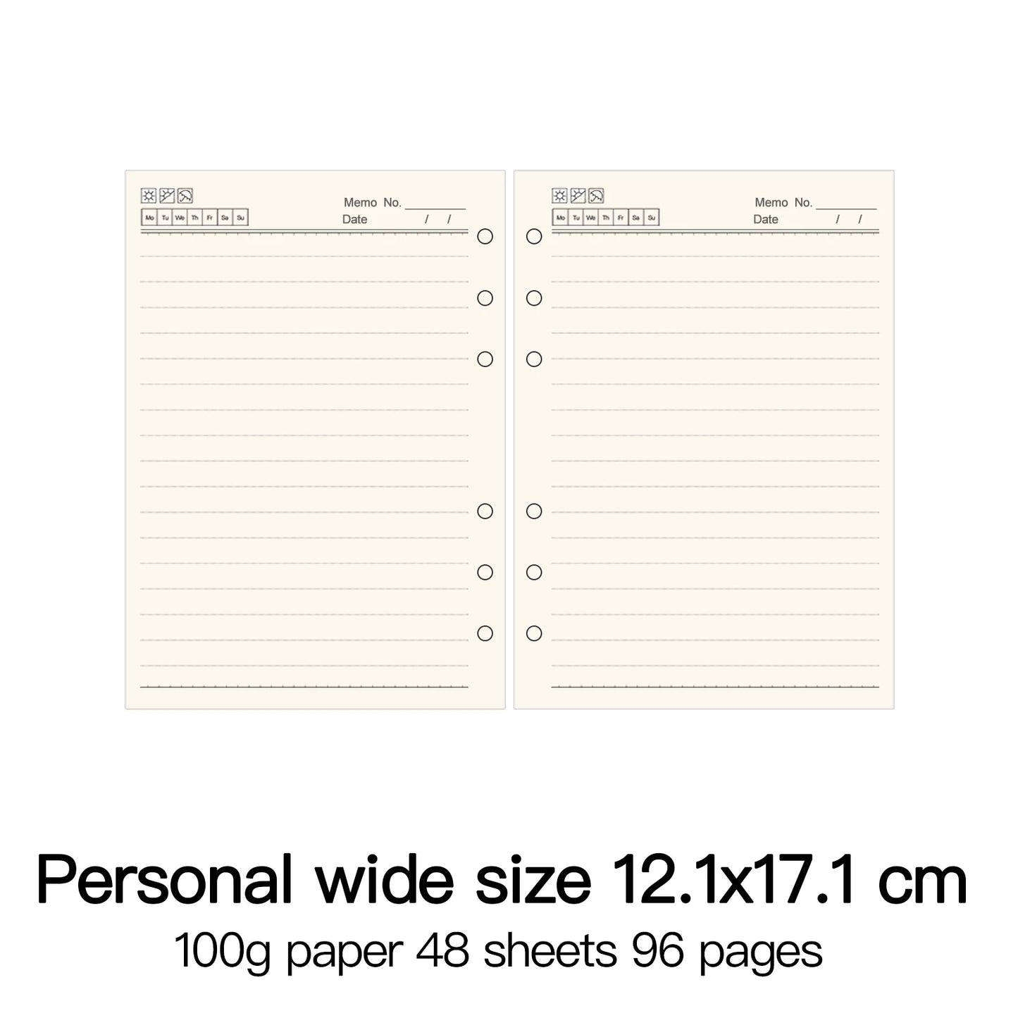 High Quality Ring Binder Notebook A5 Personal A6 A7 A8 Size Insert Refills Loose Leaf Spiral Diary Planner Inner Core 100g Paper