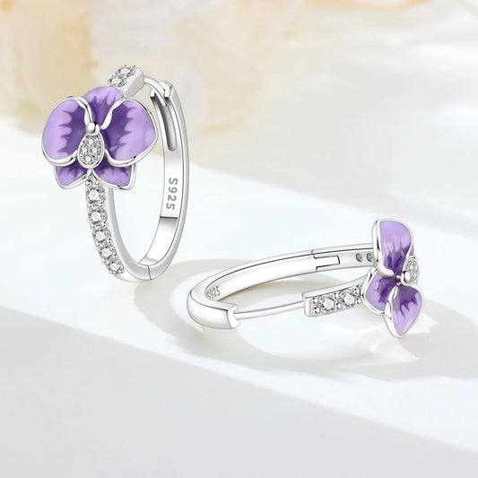 CYCUFF S925 Sterling Silver Purple Flower Series Earrings Hoop Earrings Women Jewelry Original Trendy Anniversary Gifts