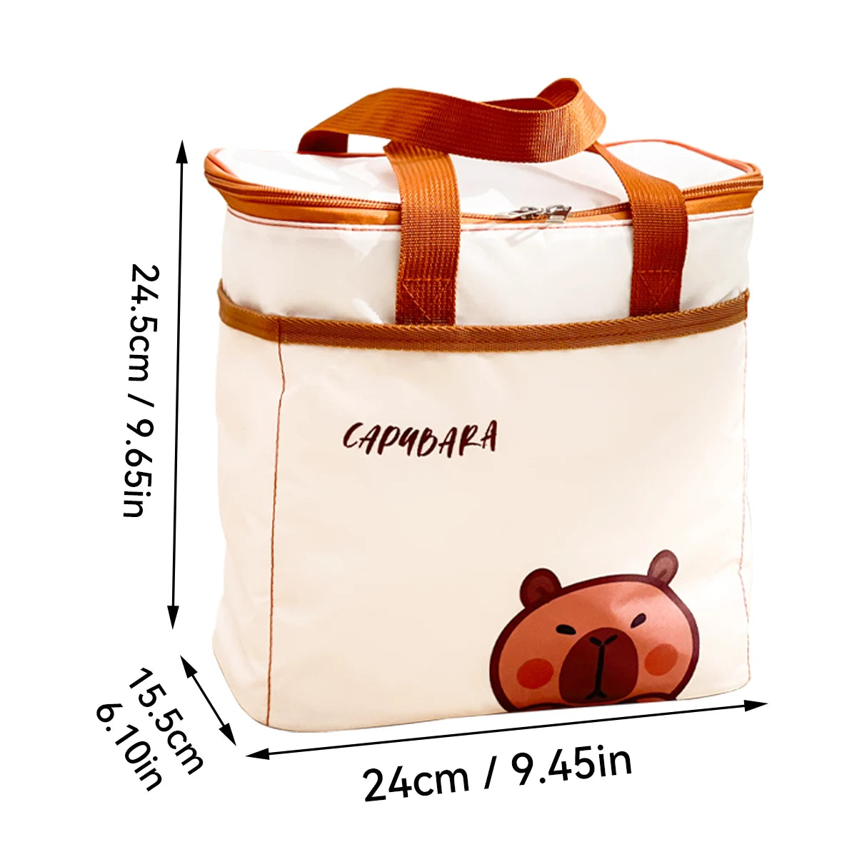 Cute Capybara Insulated Lunch Bag For Student Kid Portable Large Capacity Waterproof Food Thermal Bag Reusable Picnic Cooler Bag