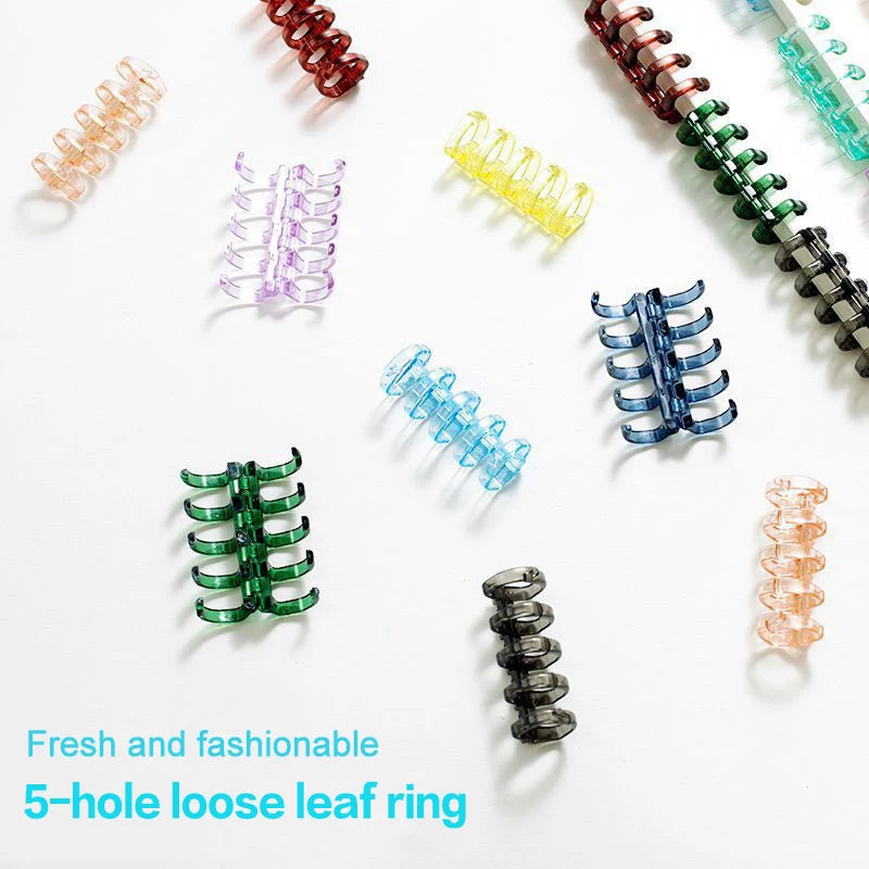 20PCS 5hole Loose-leaf Binder Ring Notebook Spring Spiral Rings Binder Strip Buckle Clip Binding Clip School Supplies Stationery