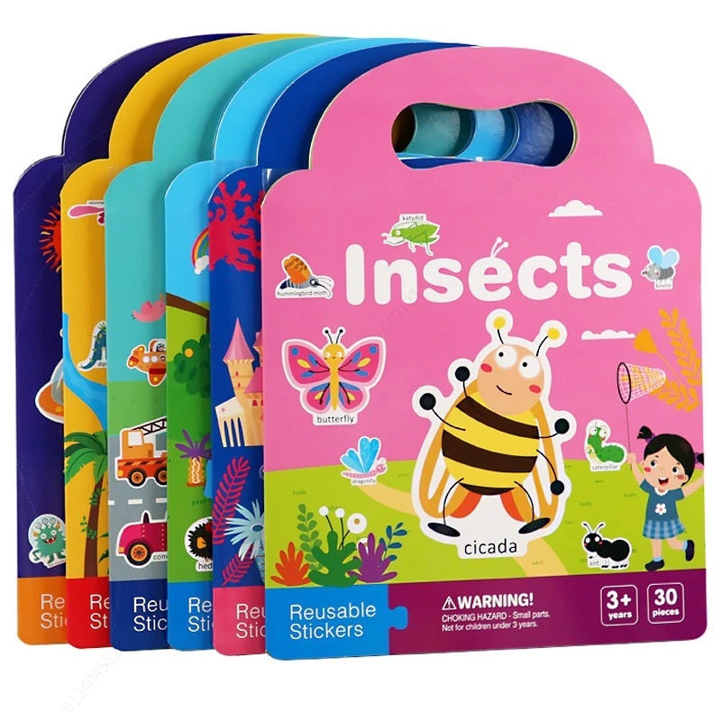 Reusable Sticker Book for Kids Vehicles Truck Stickers Educational Learning Travel Stickers Activity Books for Toddler Girls Boy