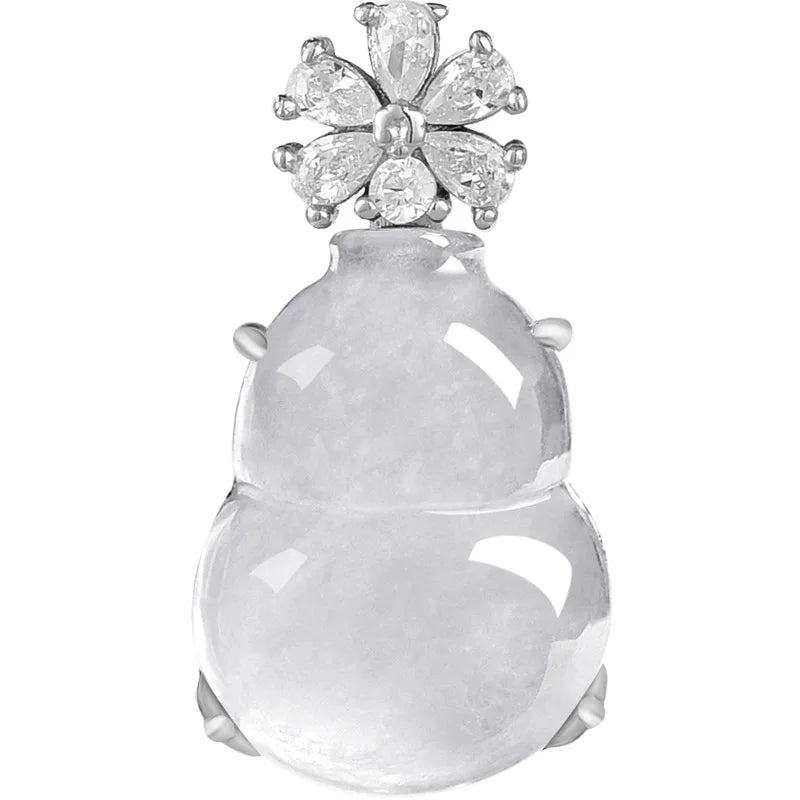 S925 Silver Inlaid Natural Burmese A-grade Jade Gourd Pendant Ice Jadeite Charms Women's Jewelry Necklace Wholesale Drop Ship