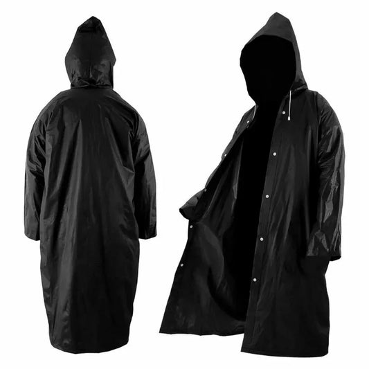 145x68CM Unisex Thickened EVA Raincoat High-Quality Waterproof Black Rainwear for Men And Women Ideal for Camping