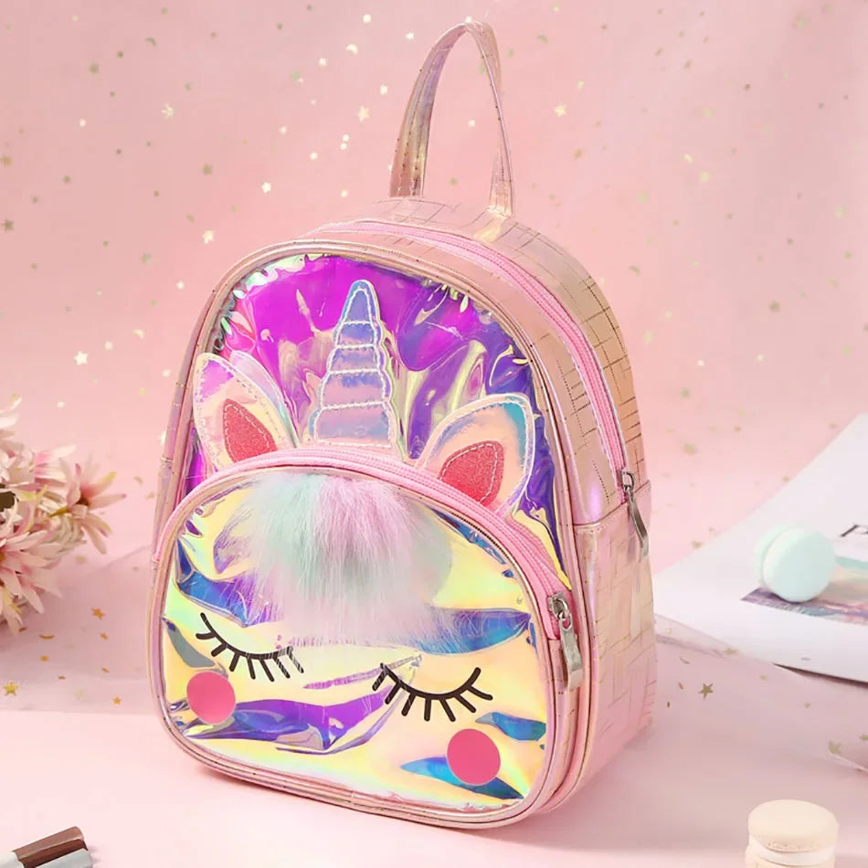 Unicorns Cartoon School Book Bag Backpacks Cute Fashion 3D Fur Backpacks For Girls Travel Backpack Children Schoolbag Kids Gift