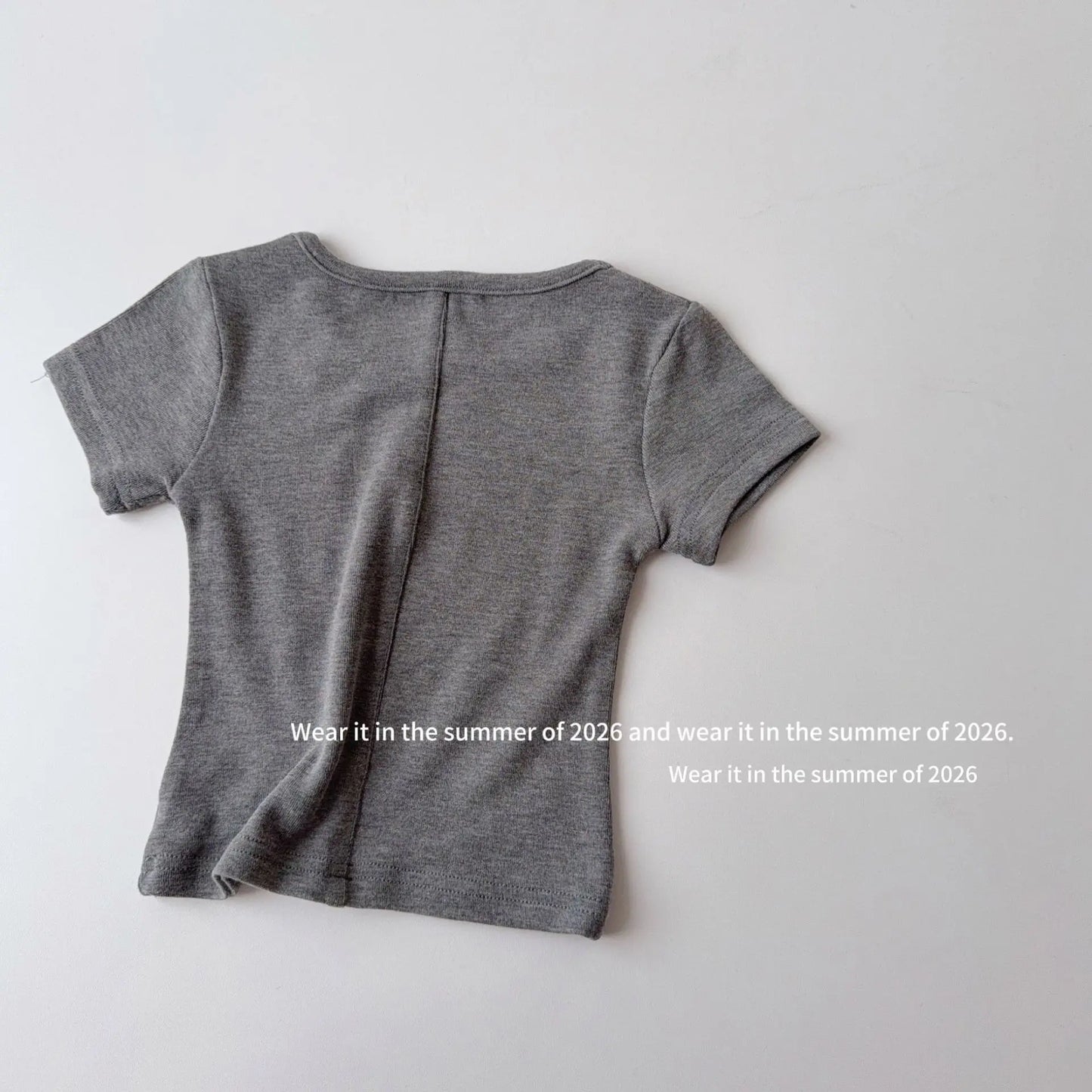 Girls T-shirt 2026 Spring and Summer New Childrens Clothes Korean Girl Baby Solid Color Simple Baby Cotton Short-sleeved T-shirt
