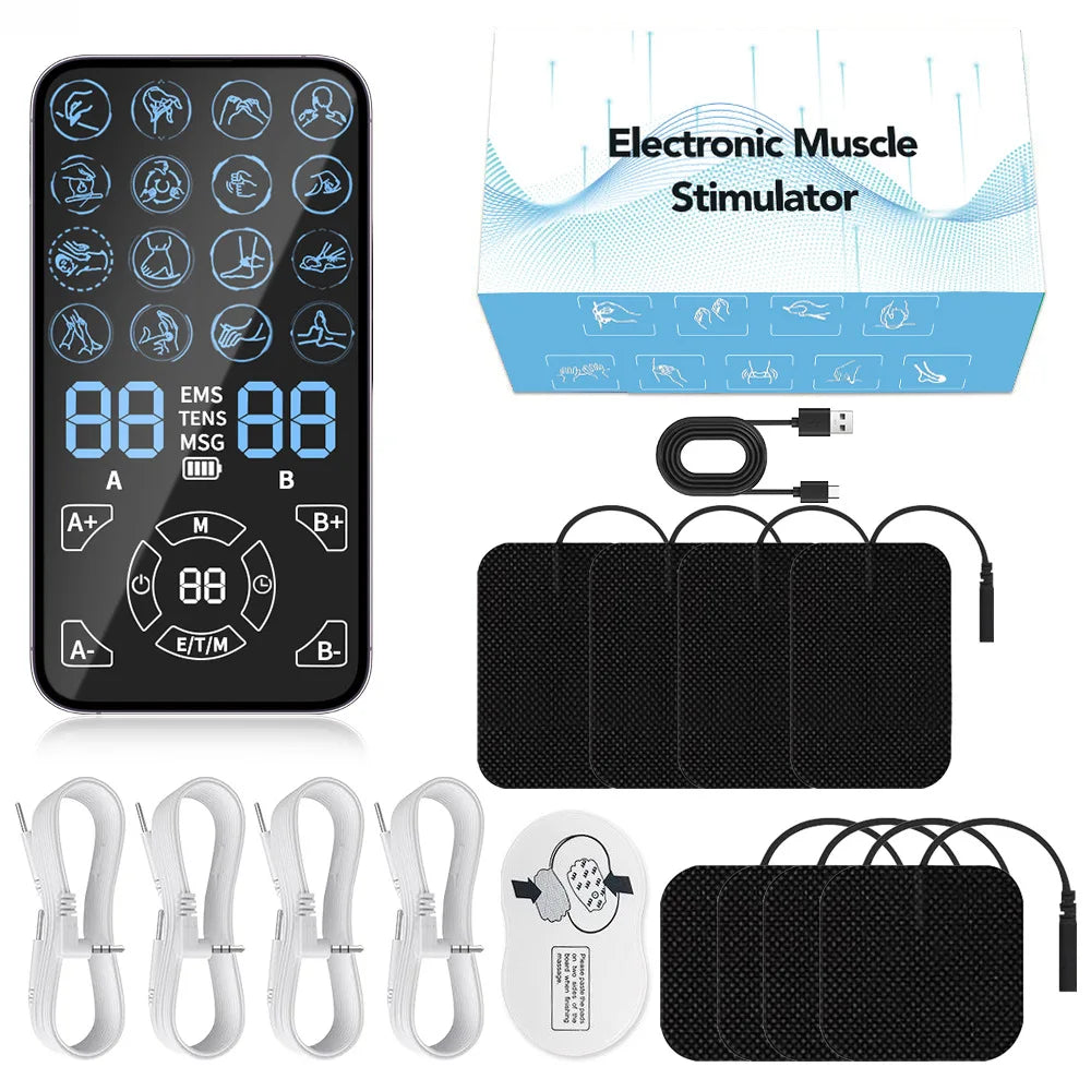 Pain Relief TENS Unit EMS Massager - Professional Muscle Stimulator For Back Shoulder Neck Fitness Recovery