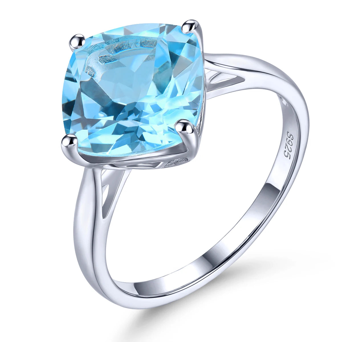 Natural Green Amethyst Sterling Silver Rings 3.8 Carats Light Green Gemstone Women Classic Simple Design S925 Fine Jewelrys