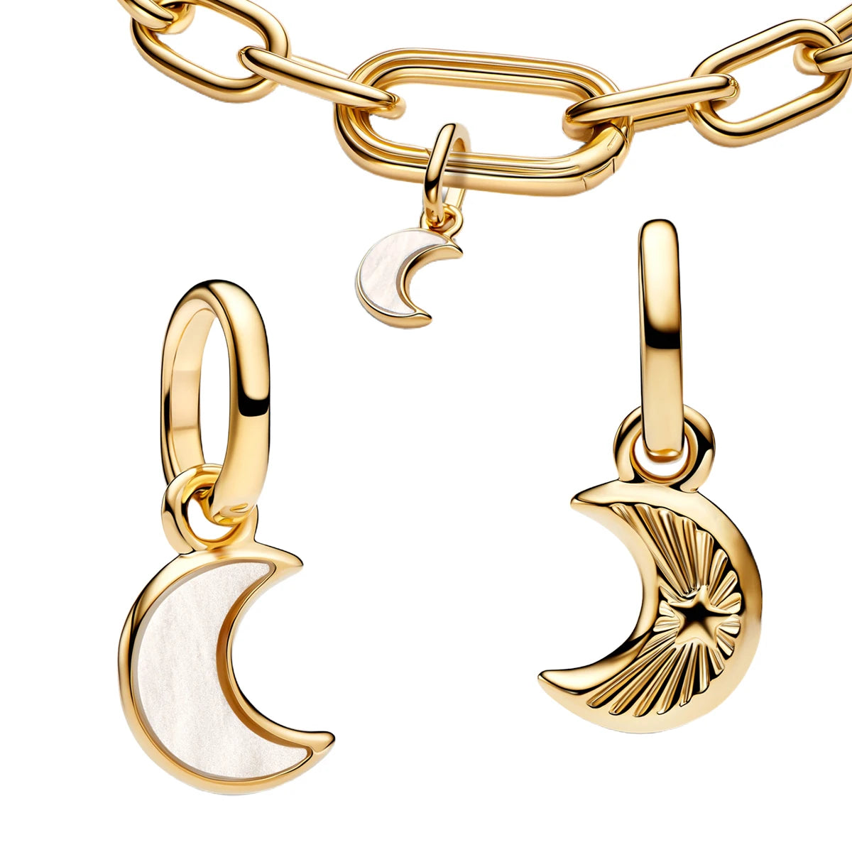 2026 S925 Silver Plated Paved Golden Ring Charm Luxury Stone Shell Nature Strength Cowboy Textured Safety Chain Fine Jewelry