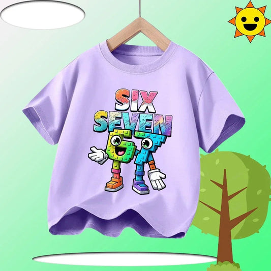 Summer Six Seven 67 Cartoon Cute Print Children‘s Short Sleeve Tops Cotton Casual Kids T-shirt Fashion Boys Girls Clothes Tees