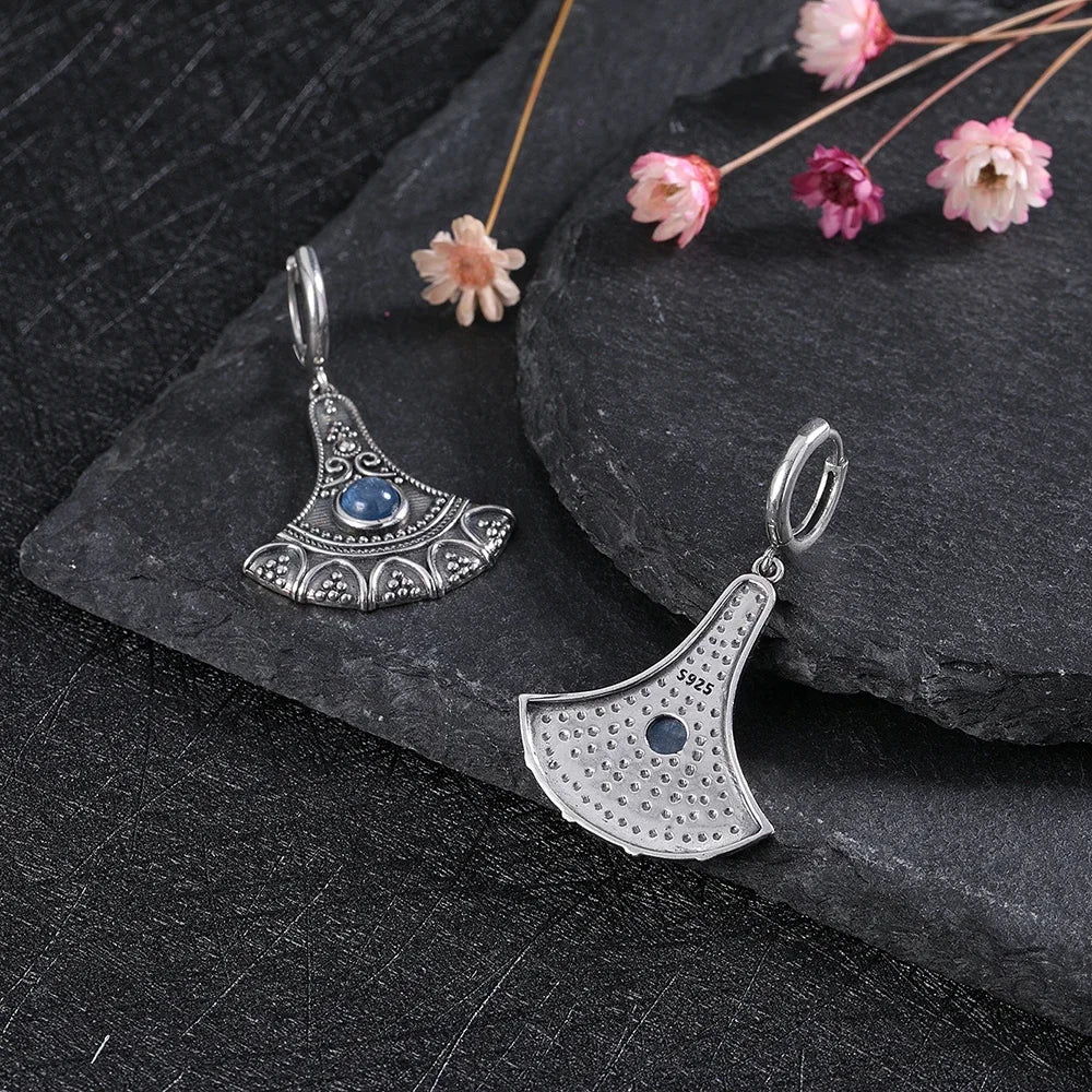 Long Pendant Natural Kyanite Earrings S925 Silver Earrings for Women Jewelry Vintage Engagement Party Anniversary Gift