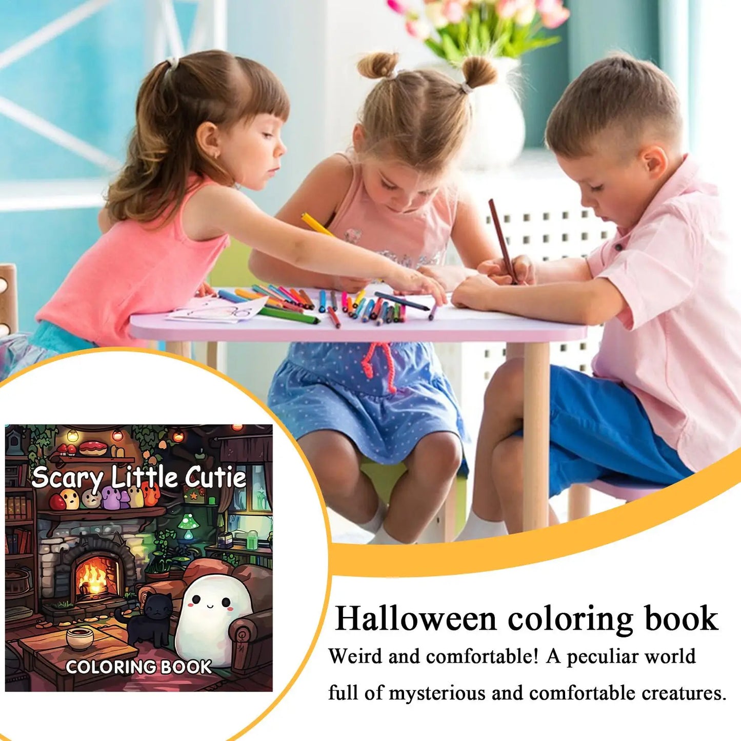Halloween Coloring Book Cute Halloween Coloring Book 40 Sheets Painting Paper Cartoon Doodle Art for Drawing Journal Adults Kids