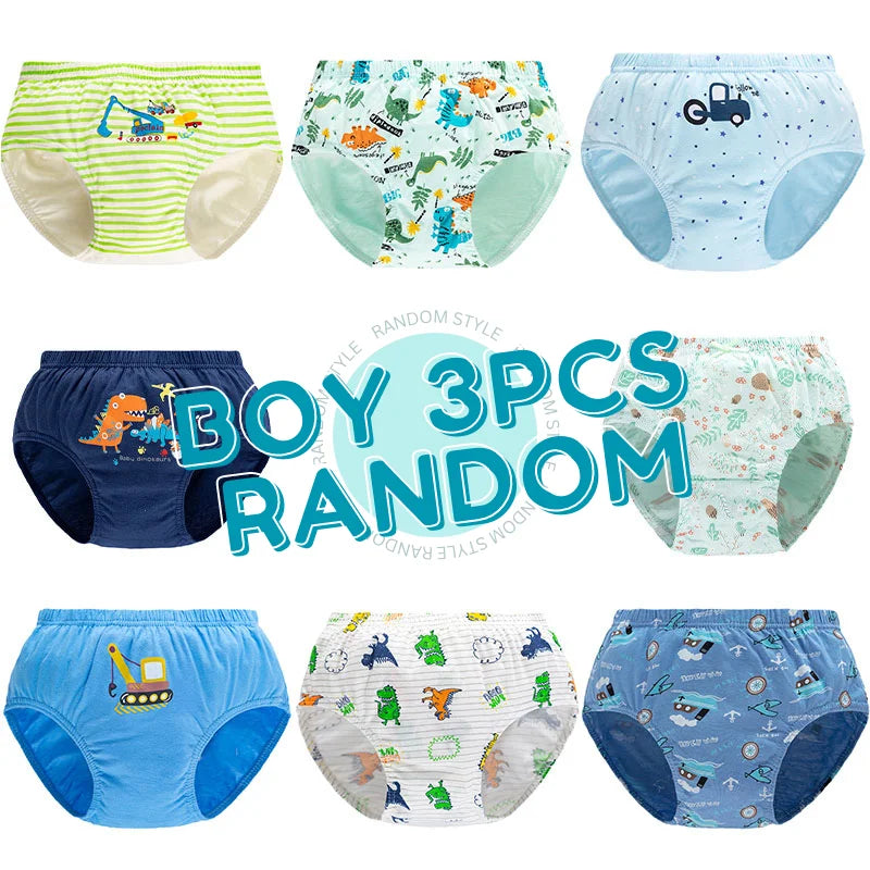 3 Pcs Children Underwear Cotton Kids Dinosaur Cartoon panties Breathable Soft Boys Briefs Boxers 2-14 Years Old Boys Panties