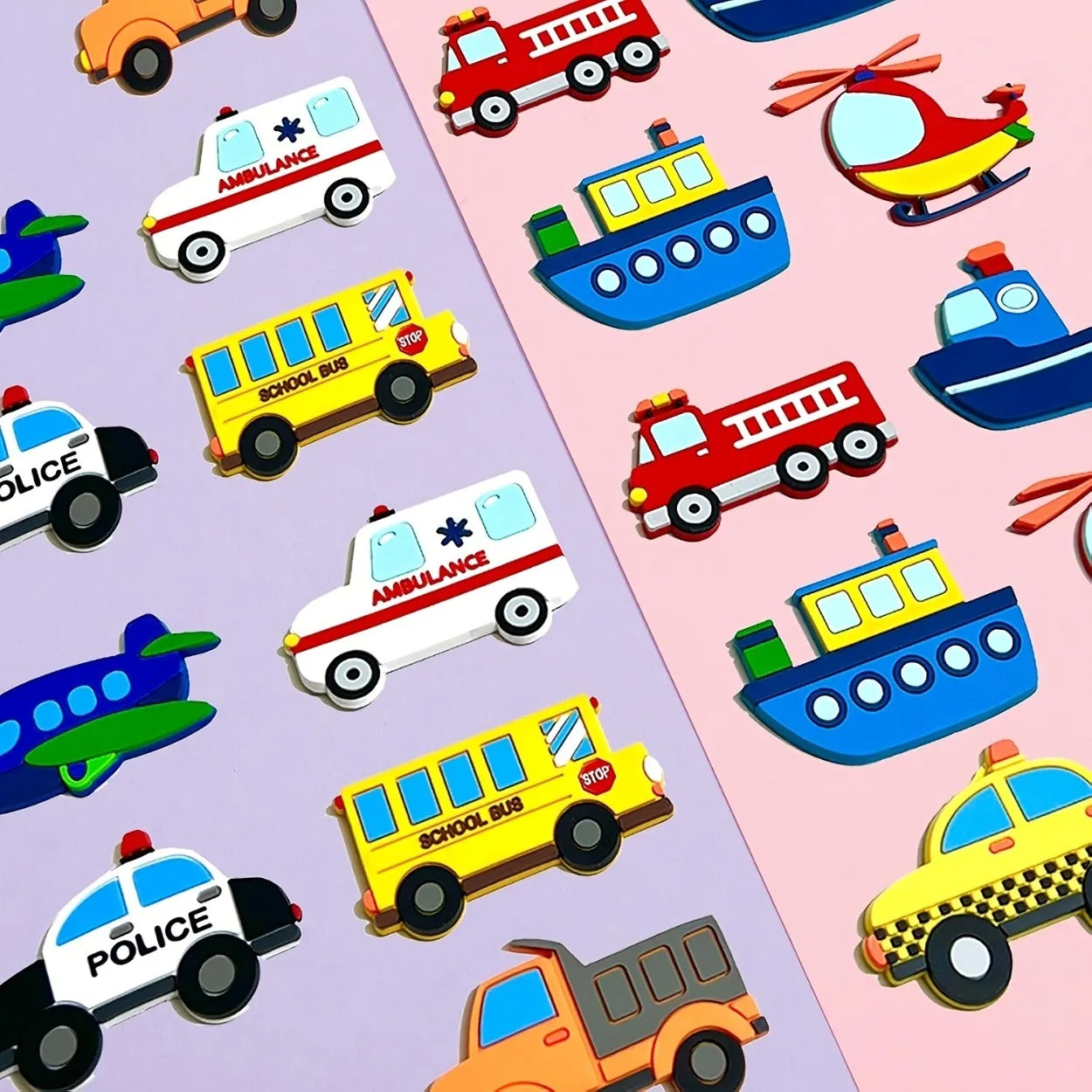 Fridge Magnets for Kids | Car, Ship, Plane & Vehicle Transportation Themed | Educational Learning Magnets, Whiteboard Toy & Gif