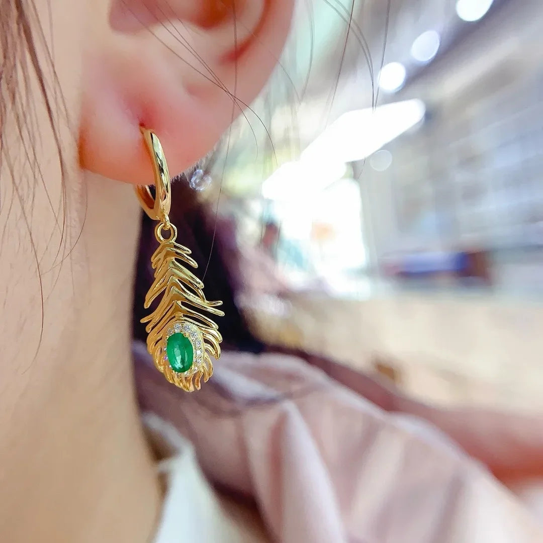 S925 Sterling Silver Natural Emerald Earrings S925 Sterling Silver Luxury Jewelry Designer Engagement Gift