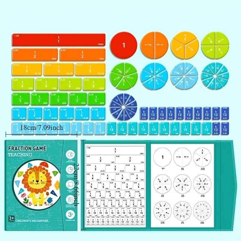 Magnetic Fraction Tiles & Circles Set, Educational Math Manipulatives for Elementary Students, Homeschool Learning