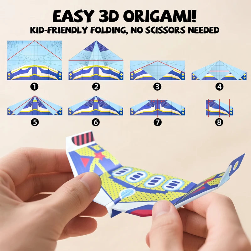 36 Sheets Kids Paper Airplane Origami Kit STEM Educational DIY Craft Toy Set Fun Parent-Child Activity Birthday Party Favor Gift