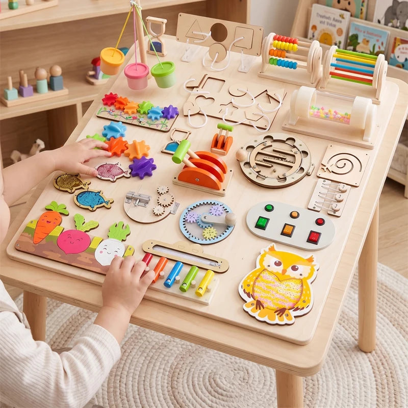 Premium Montessori Busy Board Accessories  Sensory Fine Motor Skills Educational Toys | Wooden Activity Kit For  Preschoolers