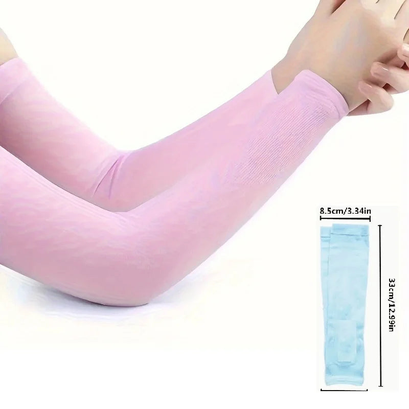 Ice Silk Cooling Arm Sleeves Summer UV Sun Protection Compression UPF 50+ for Women Volleyball Youth Sports