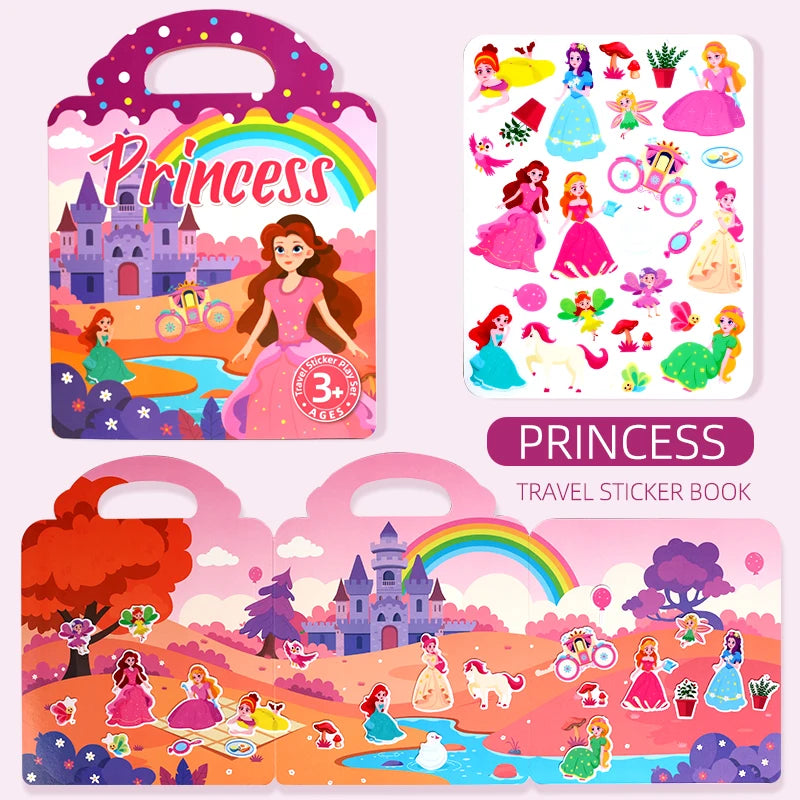 Jelly Sticker Book for Kids DIY Quiet Fun with Scene Stickers Reusable Paste Puzzle Book Educational Activity for Children