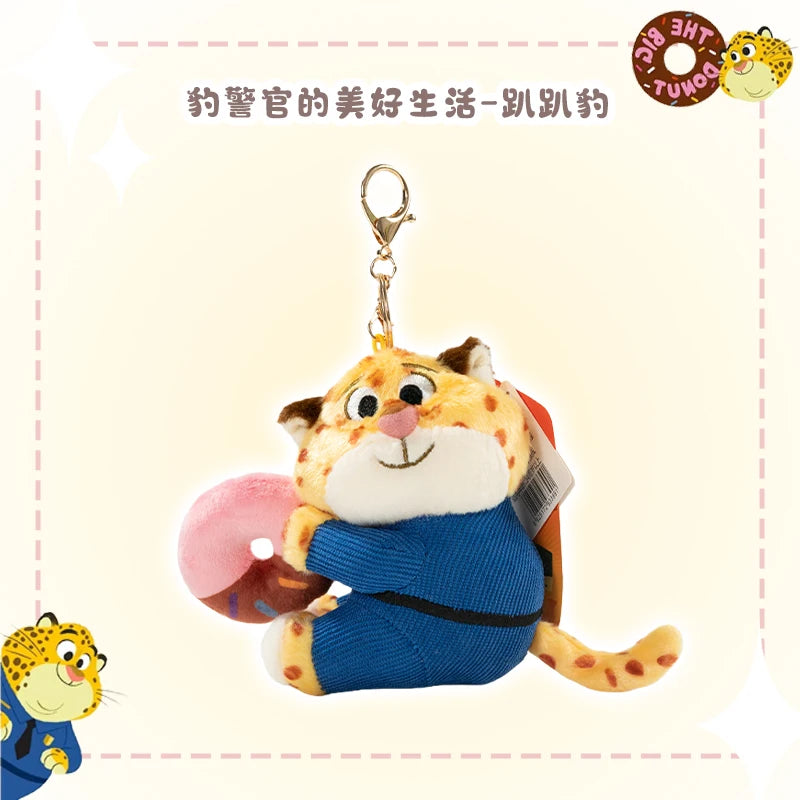 Disney Zootopia 2 Clawhauser Donut 12cm Mini Plush Keychain Kawaii Soft Bag Pendant Gift for Kids Fans