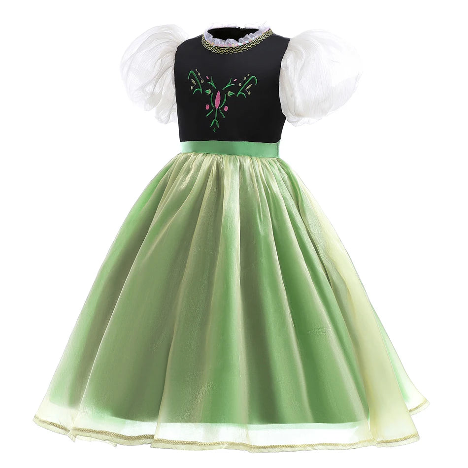 Anna Cosplay Dress Girls Princess Role Playing Costume Halloween Purim New Year Party Outfits Kids Fairy Performance Frocks