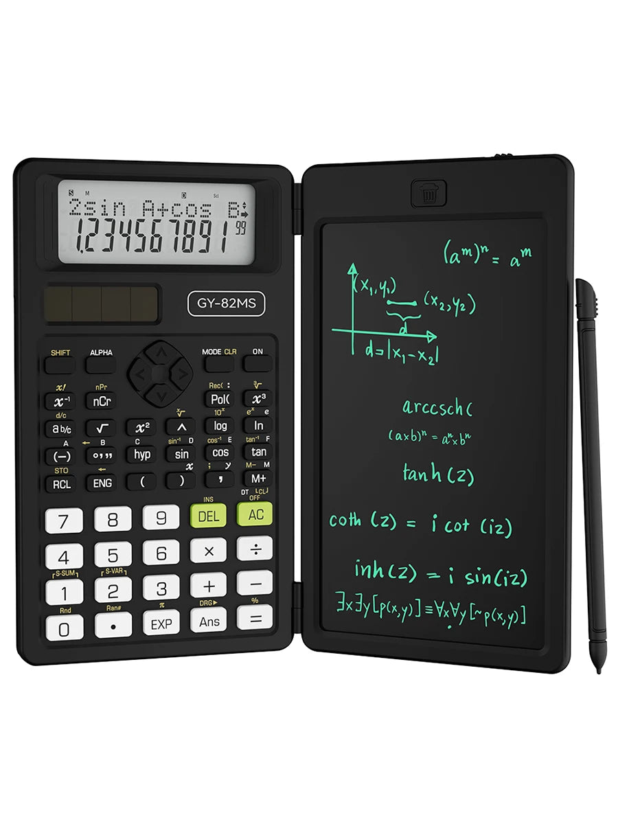 2-In-1 Foldable Scientific Calculator & 6 inch Writing Tablet 82MS 240 Function LCD Display For College Office Student Teacher