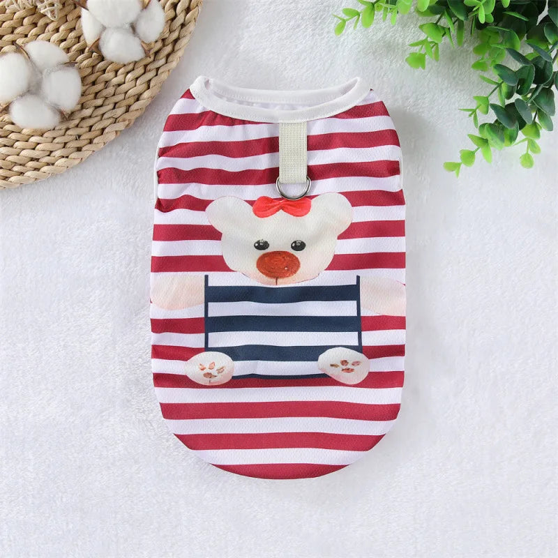 Cooling Summer Pet Dog Vest Cartoon Soft Cat Clothing Summer Casual Shirts Small Medium Large Dogs Puppy French Bulldog Clothes