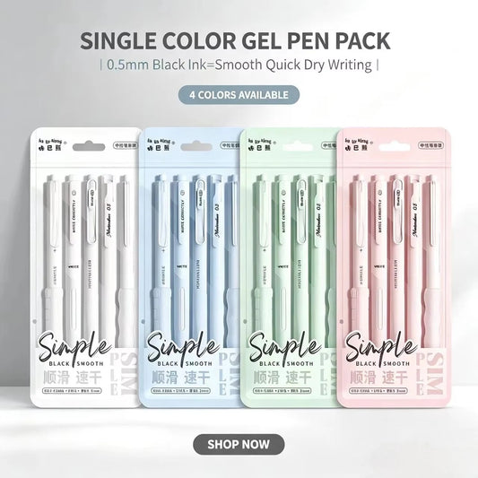 5Pcs Minimalist Transparent 0.5mm Gel Pens Set Large Capacity Quick-Drying Black Ink Pen Fashion Office Signature Pen