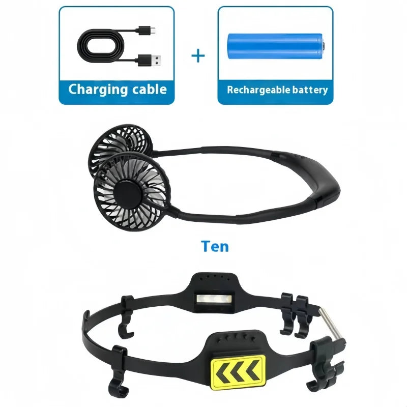 Adjustable Safety Helmet Cooling Fan LED Night Light Portable for Summer Heat Relief Outdoor Work Comfort Suitable Most Helmets
