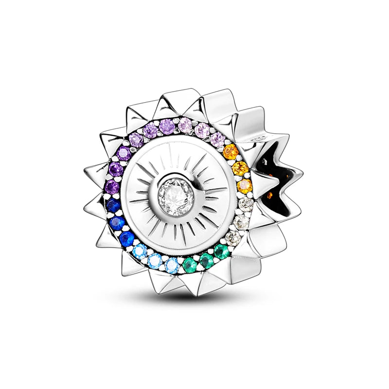 925 Sterling Silver Hot Air Balloon Sunflower Color Series Charms Beads Fit Original Wear Bracelets S925 DIY Jewelry Gifts