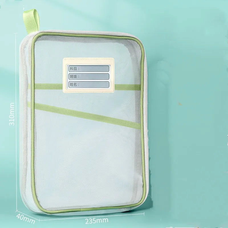 Large Capacity Double-layer A4 Stationery Organizer Storage Bag With Zipper Folders School Office Supplies