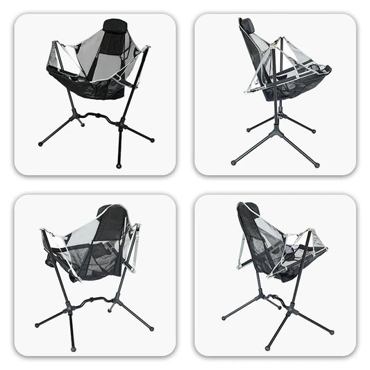 Portable outdoor camping swing rocking chair lightweight durable stable folding chair breath netting mesh seat cool summer chair