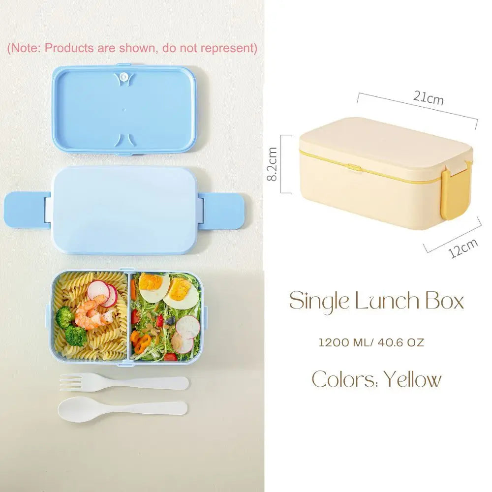 2 Layer / Single Bento Box with Handle,Large Capacity Leak-proof Lunch Box,Snack Food Storage Containers for Kids,Microwave Safe