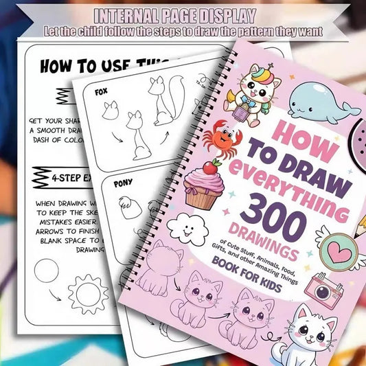 How To Draw Everything 300 Drawings Coloring Book Kids Learning Drawing Sketch Book Children Educational Activity Painting Book