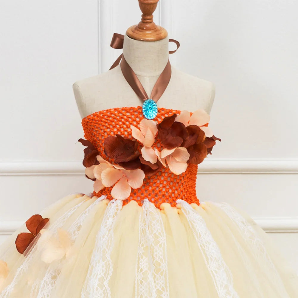 Princess Moana Dress Costume for Girls Halloween Dress Up Clothes Toddler Kids Theme Birthday Party Tulle Tutu Dresses Outfits