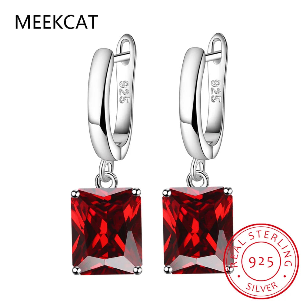 Oval Genuine Natural Blue Topaz 925 Sterling Silver Drop Earrings for Women Fashion Statement Gemstone Jewelry