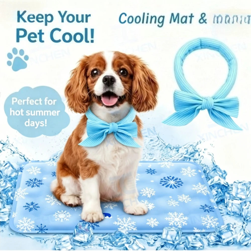 Pet Cooling Mat, Dry Ice Water Injection Cool Pad, Waterproof Wear Resistant, Summer Heat Relief Cooling Cushion for Dogs & Cats