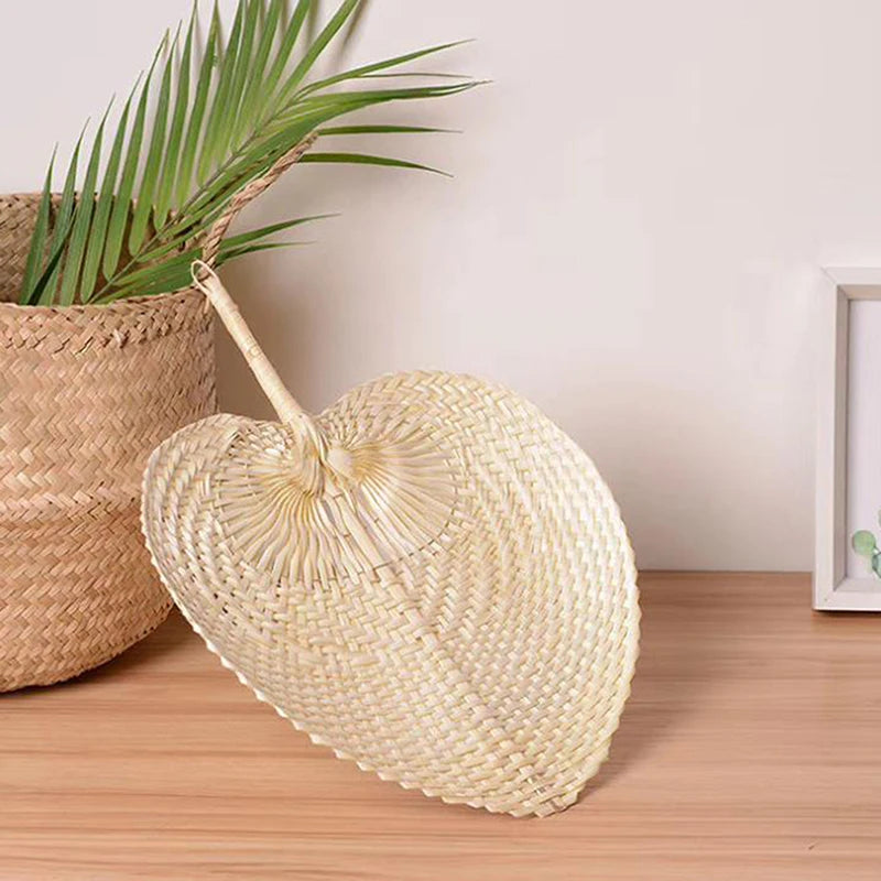 Handmade Straw Woven Fans Craft Summer Cooling Fan Bamboo Home Decoration