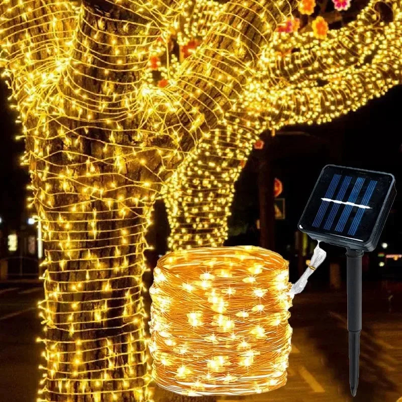 Solar Powered LED Ambient Fairy String Lights Waterproof Outdoor Lighting For Garden Patio Tree Camping Christmas Festive Decor