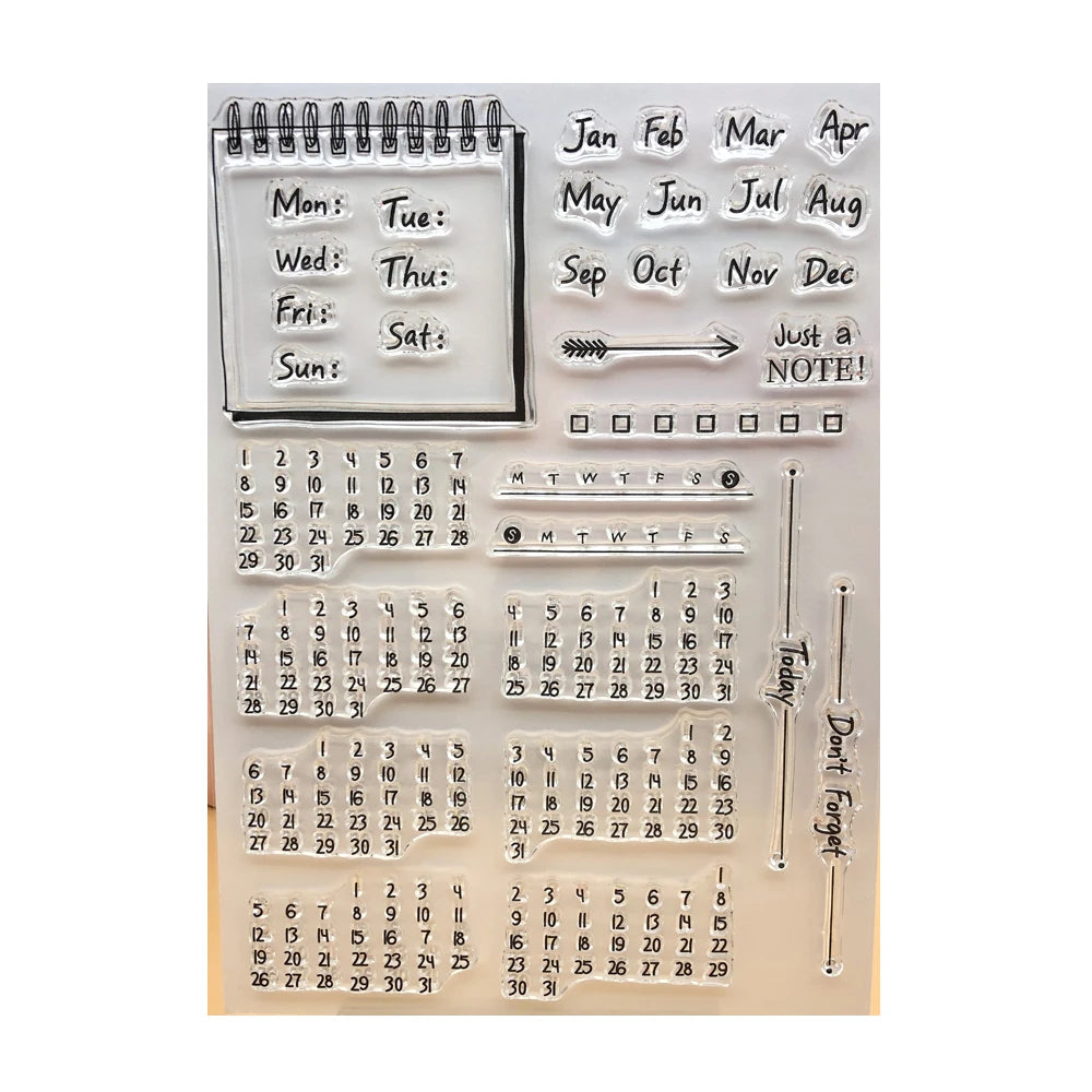 Alinacutle CLEAR STAMPS Calendar Journal Deco Scrapbooking Card Album Paper Craft Rubber Transparent Silicon Clear Stamp