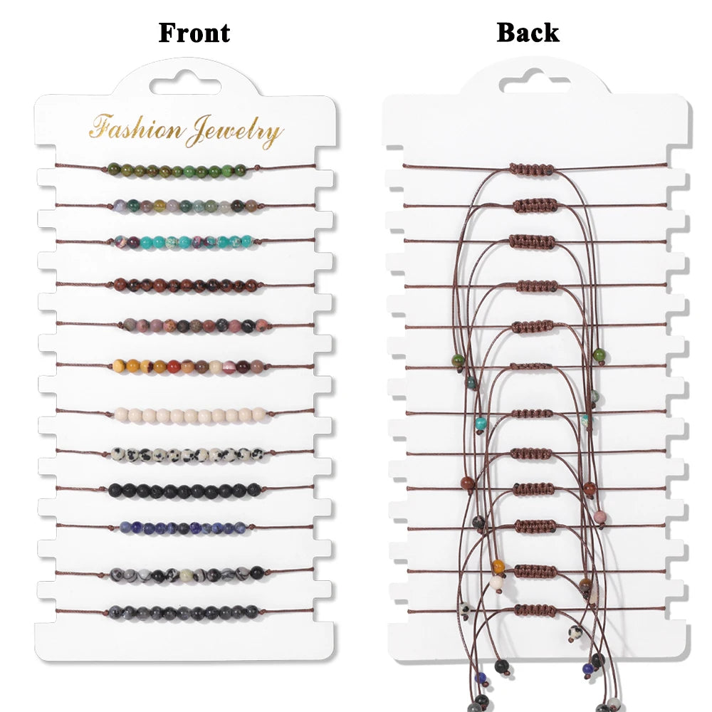 Wholesale 12pcs/set Bohemia Bracelet Set Colorful Natural Stone Crystal Seed Beads Evil Eye Braided Bracelets For Women Men