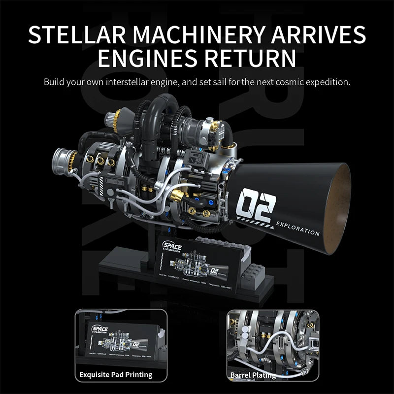 Sci-Fi Starship Quantum Engine Building Blocks Set with Mist Spray & LED Light, STEM Toy for Kids Adults, Home Decor, Boy's Gift