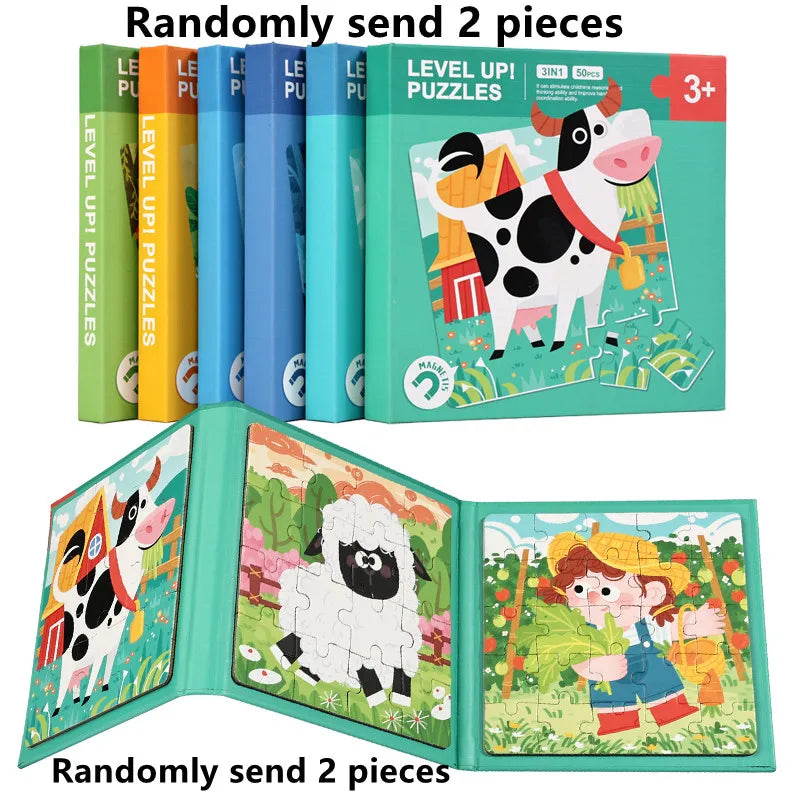 New Kids Magnetic Jigsaw Puzzle Game Baby Early Learning Animal Fruit Traffic Cognition Educational Toy Gift for Children