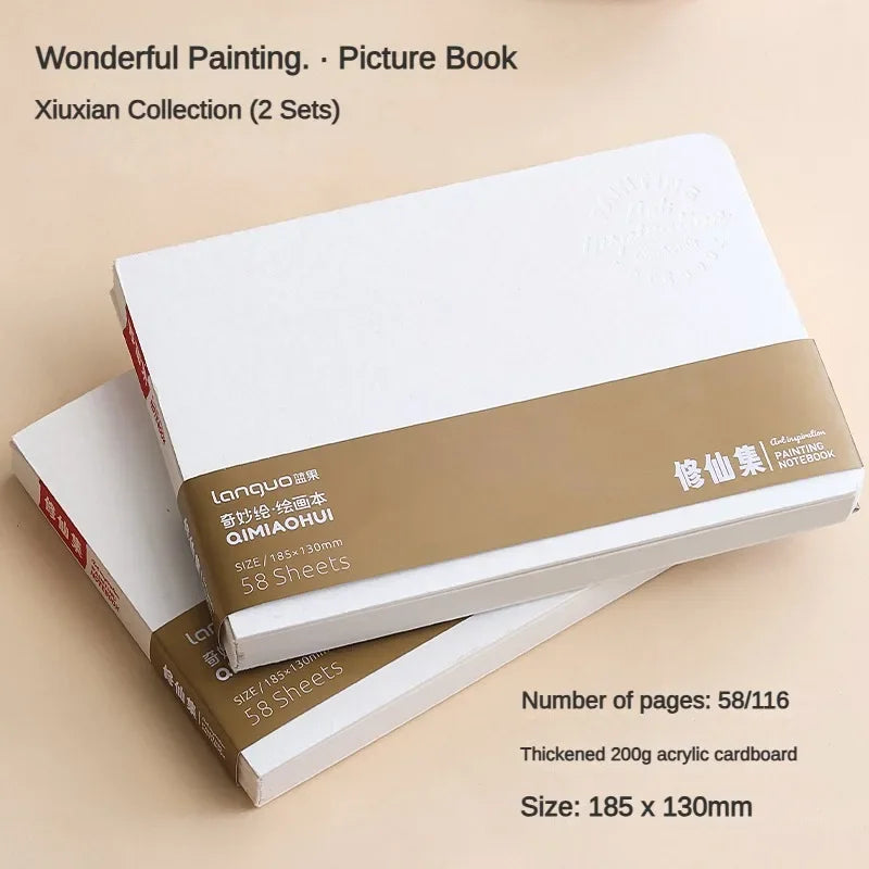 58 Sheets Borrence Drawing Notebook Sketchbook Handheld Portable Watercolor Coloring Book Oil Paint Gouache Notepad Stationery