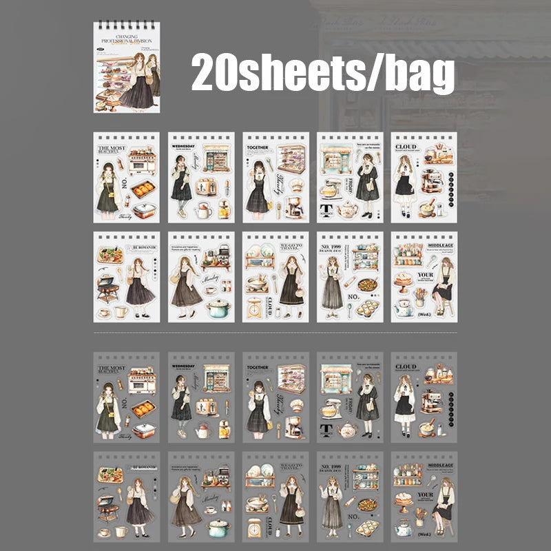 20 Sheets Career Sticker Book for Journal Scrapbooking DIY Planner Phone Case Decoration Kids Adults Craft Art Supplies